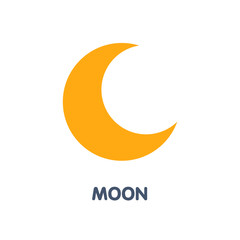 Moon flat icon design style illustration on white background