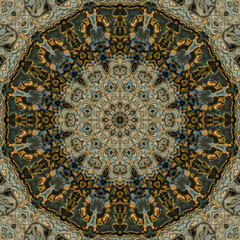 Mandala - Effet d'optique - Jaune - Ocre - Bennydoscope