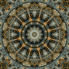 Mandala - Effet d'optique - Jaune - Ocre - Bennydoscope