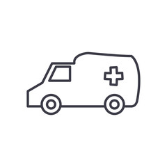Medical cross inside ambulance line style icon vector design