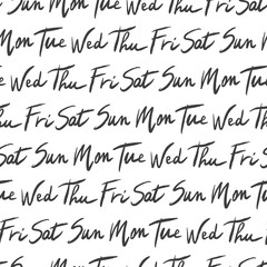 Naklejka premium Vector weekdays seamless pattern. Balck and white days of the week lettering background. Great for scrapbooking.