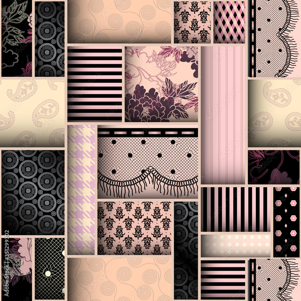 Aufkleber paper cut shapes design. seamless vector pattern.
