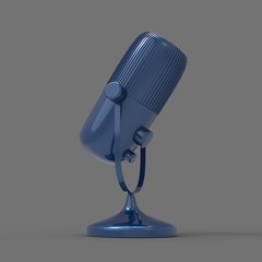 3d microphone. Radio show or audio podcast concept. Vintage microphone rendered illustration