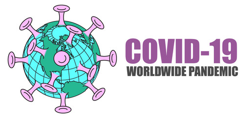 A graphic representation of COVID-19 a worldwide pandemic. For print or web use.  