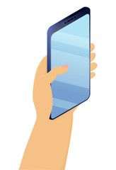 Mobile phone in hand isolated on white background