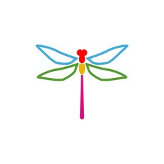 Dragonfly icon in flat style isolated on white background