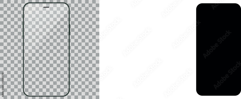 Aufkleber Devices screen mockup. Smartphone with blank background and screen for your design. Cellphone display front view mock up. Black frame. Vector illustration EPS10