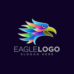 eagle full color vector logo design concept