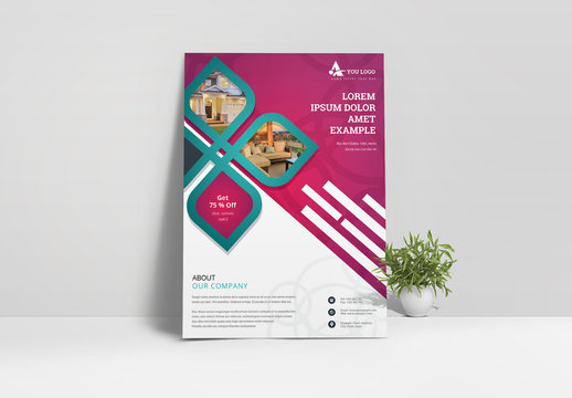 Flyer Layout with Abstract Elements and Magenta Accents