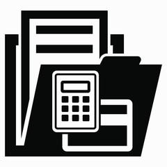 Folder and payment card. Payment system. Cashless payment illustration. Payment by credit card. Vector icon.