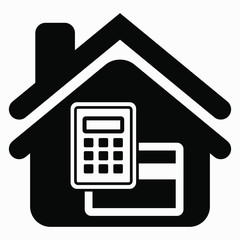 House and payment card. Payment system. Cashless payment illustration. Payment by credit card. Vector icon.