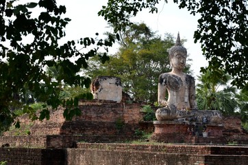 Sitting Buddha in the Wat Phrapai Luang temple complex in Sukhothai