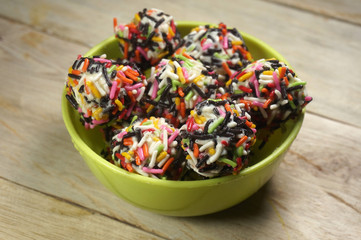 kue rambutan or rambutan cookies is indonesian famous cake for celebrate Ied Mubarak / Idul Fitri / Lebaran.   
