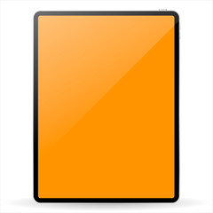 Modern black tablet computer with blank screen isolated on white background. Vector illustration
