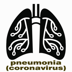 Pneumonia. Lung disease. Cold. Coronavirus (ChOVID-19). Bronchitis. Colds. Illustration of human lungs. Vector icon.