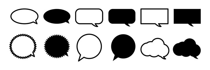Speech bubbles icon set. Dialogue. Set of dialogs. Comic cartoon speech bubbles. Discussion dialog logo illustration.Comic cloud .