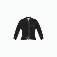 black collared formal cloth long sleeve with pocket icon - slim fit or woman shirt - for production clothing, advertisement, apparel textile use