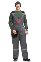 Man in workwear isolated view