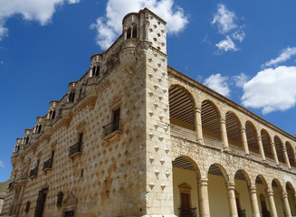 Renaissance and Isabelline Gothic facades of the Infantado Palace. 15 and 16 Century. Guadalajara. Spain.