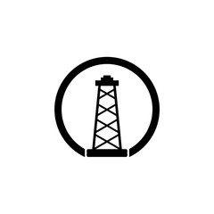 Black Oil pump or pump jack icon isolated on white background