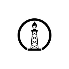 Black Oil pump or pump jack icon isolated on white background