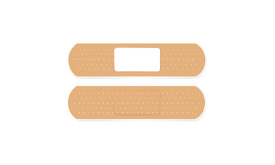 First aid adhesive bandage, elastic band sticking plaster, medical equipment, realistic strip patch, medicine tape for wound recovery and injury.