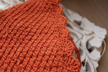 Red and white wool knit pattern