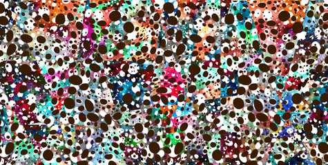 Dots pop textured splash doodle, naive motive on grunge paper texture in abstract constructivism retro art style.
