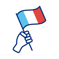 hand with france flag line style icon