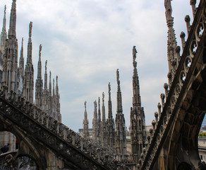 View from the observation deck of the Duomo on the numerous spires on the roof