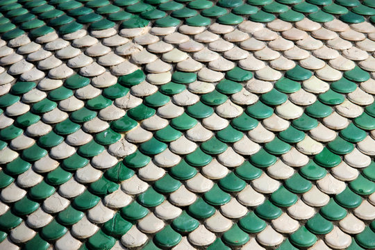 Textura de tejas verdes y blancas 