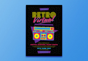 Retro Virtual Event Flyer Layout