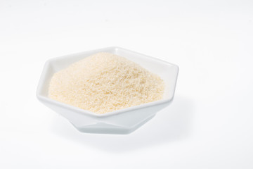 Hydrolyzed collagen in container isolated on white background