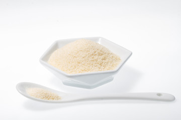 Hydrolyzed collagen in container isolated on white background