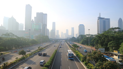 Fototapeta na wymiar traffic in jakarta indonesia