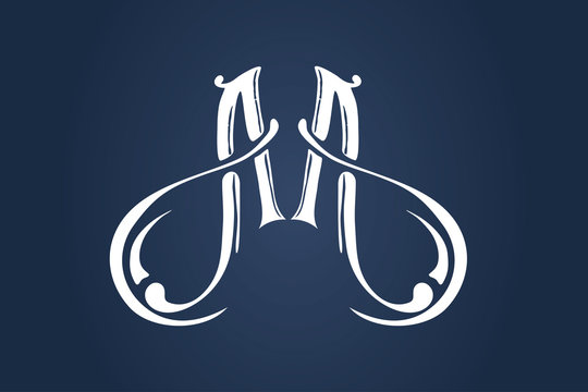 Classic monogram Anna. Elegant lettering logo with ornaments