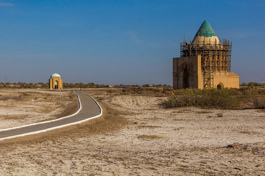 Sultan Tekesh Mausoleum in the ancient Konye-Urgench, Turkmenistan.