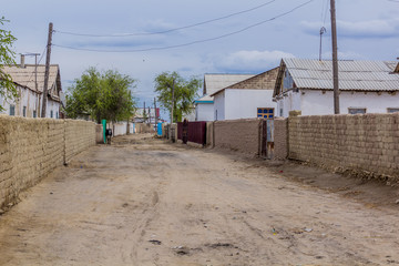 Street in former port town Moynaq (Mo‘ynoq or Muynak), Uzbekistan