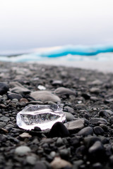 stones and ice on the beach