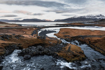 iceland landscape with lake