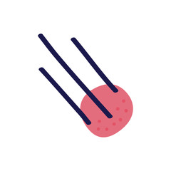 Asteroid icon Vector illustration of a flying, falling asteroid. Hand drawn falling asteroid.