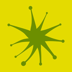 abstract virus bacterium green symbol microbe pathogen microorganism thaksin molecule medical logo on a yellow background