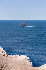Ras Muhamed, a natural water reserve .Sharm El Sheikh. Photo on a sunny day. Mountains and the sea..Holidays in 2018.