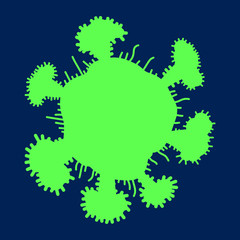 abstract virus bacterium green color symbol microbe pathogen microorganism thaksin molecule medical logo on a blue background