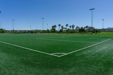 Fototapeta na wymiar Soccer Field with turf at sports park