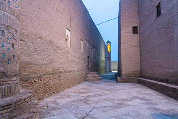 Narrow alley in the old town of Khiva, Uzbekistan