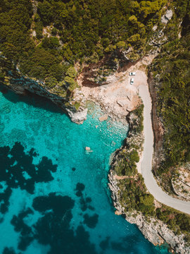 Aerial view of the bay of pelagos zante greece