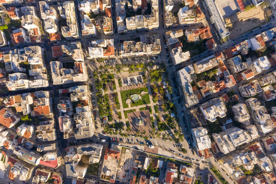 Aerial view of empty streets due to the coronavirus pandemic in Patras, Greece