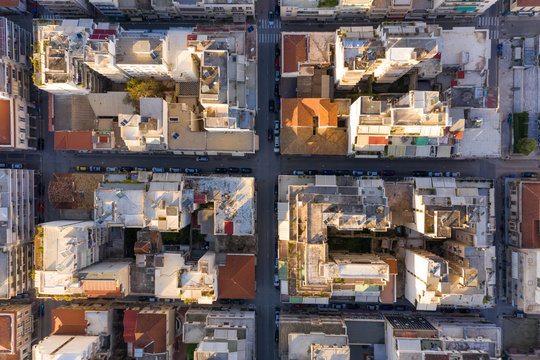 Aerial view of empty streets due to the coronavirus pandemic in Patras, Greece