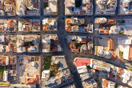 Aerial view of empty streets due to the coronavirus pandemic in Patras, Greece